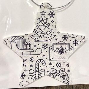 🎄Two- color your own ornaments! Star. Perfect keepsake. Vegan leather.